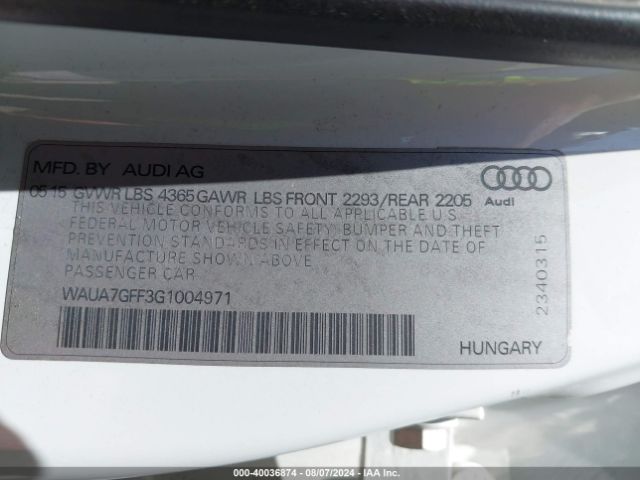 WAUA7GFF3G1004971 Audi A3 1.8t Premium