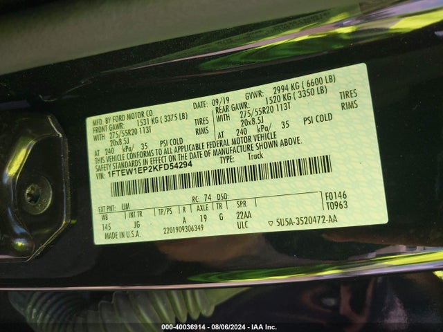 Ford F-150 Xl 2019 1FTEW1EP2KFD54294 Image 9