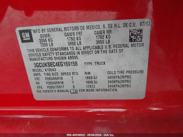 Chevrolet Silverado 1500 2lz 2014 3GCUKSEC4EG169158 Image 9