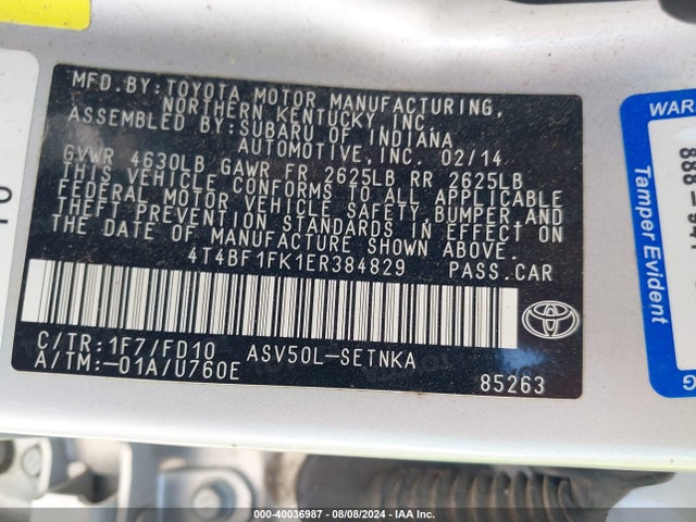 Toyota CAMRY LE 2014 4T4BF1FK1ER384829 Image 9
