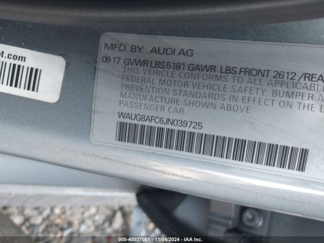 WAUG8AFC6JN039725 Audi A6 2.0t Premium