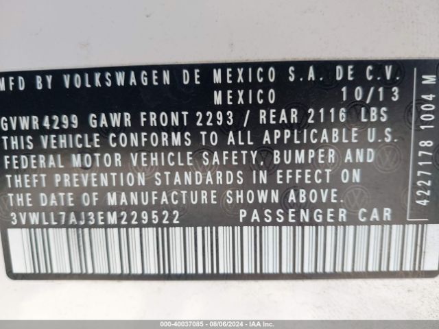 3VWLL7AJ3EM229522 Volkswagen Jetta 2.0l Tdi