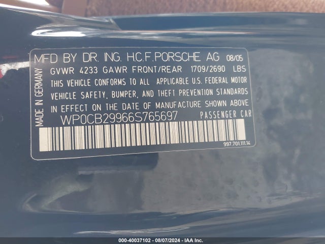 2006 PORSCHE 911 WP0CB29966S765697 Photo 8