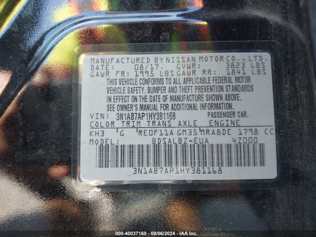 Nissan SENTRA S 2017 3N1AB7AP1HY381168 Image 9