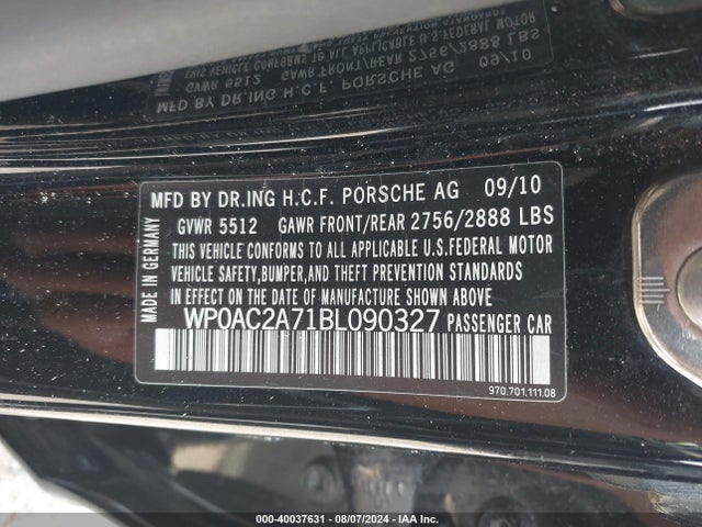 2011 PORSCHE PANAMERA WP0AC2A71BL090327 Photo 8