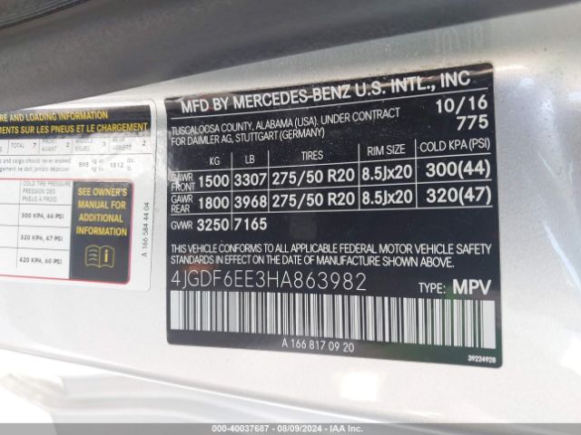 4JGDF6EE3HA863982 Mercedes-Benz Gls 450 4matic