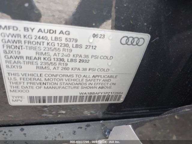 WA1BBAFY1P2172584 Audi Q5 Premium Plus 40 Tfsi Quattro S Tronic