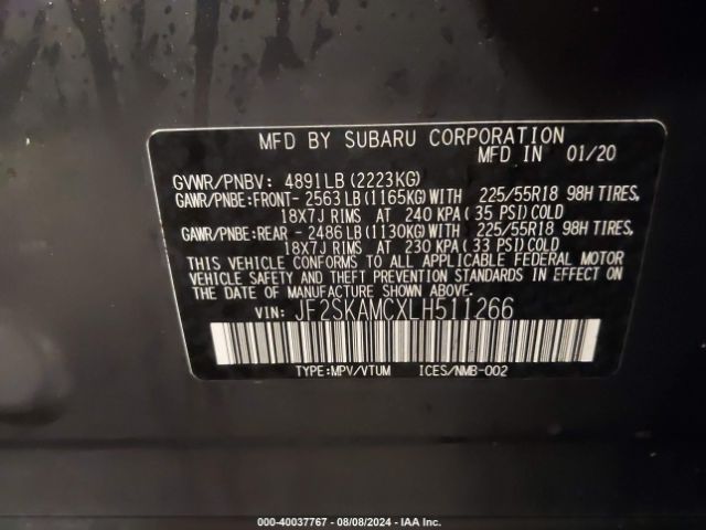 JF2SKAMCXLH511266 Subaru Forester Sport