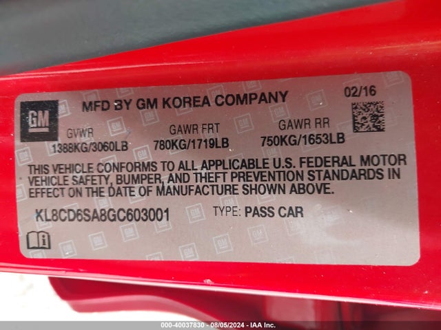 Chevrolet Spark 1lt Cvt 2016 KL8CD6SA8GC603001 Image 9