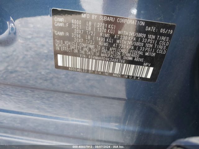 4S4WMARD9K3486766 Subaru Ascent Touring
