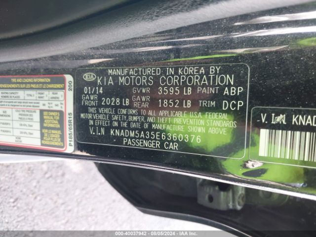 KNADM5A35E6360376 KIA RIO LX