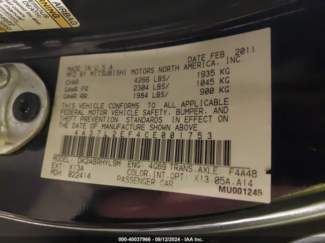 2012 MITSUBISHI ECLIPSE SPYDER 4A37L2EF4CE001753 Photo 8