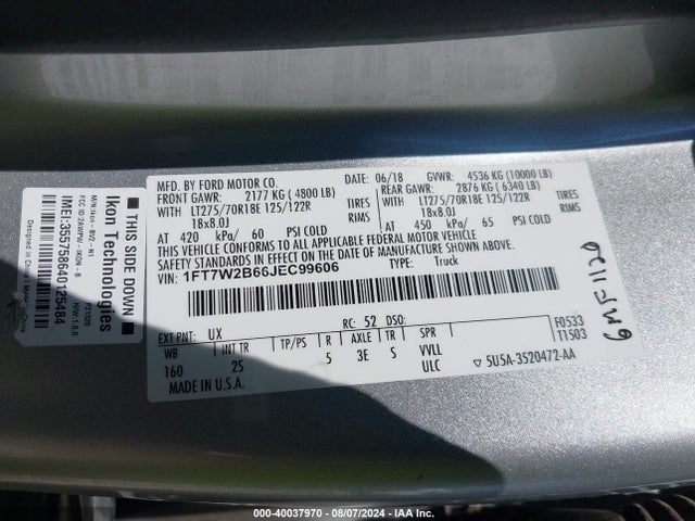 Ford F-250 Xlt 2018 1FT7W2B66JEC99606 Image 9