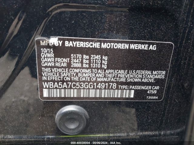 WBA5A7C53GG149178 BMW 528i Xdrive