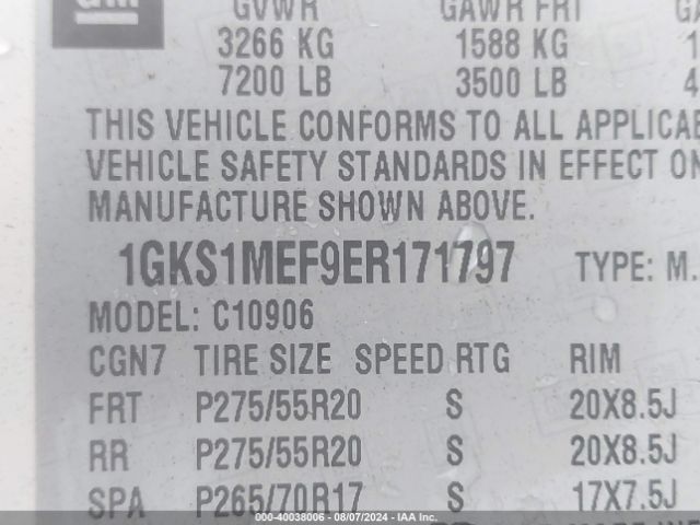 1GKS1MEF9ER171797 GMC Yukon Xl 1500 Denali