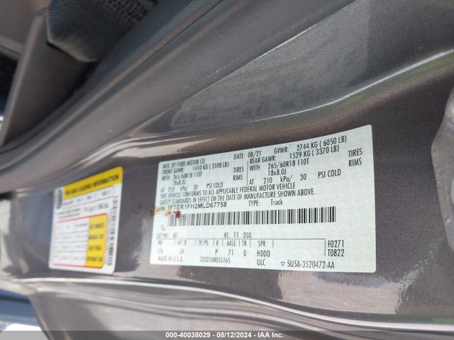 Ford Ranger Xlt 2021 1FTER1FH2MLD67758 Image 9