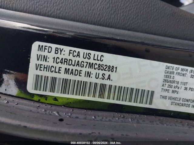 1C4RDJAG7MC852881 Dodge Durango Sxt Plus Awd