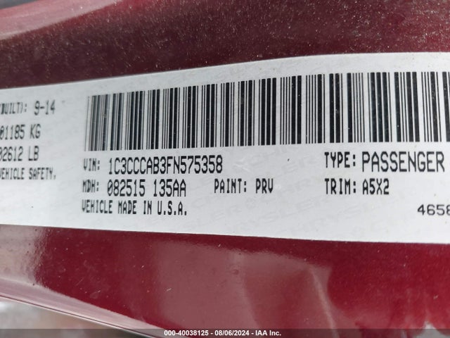 1C3CCCAB3FN575358 Chrysler 200 Limited