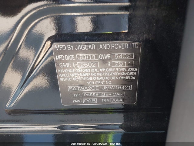 2018 JAGUAR XJ SAJWA2GE1JMW16421 Photo 8