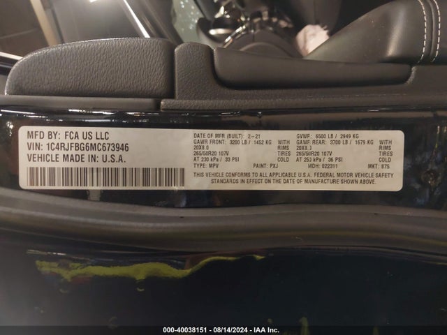 1C4RJFBG6MC673946 Jeep Grand Cherokee 80th Anniversary 4x4