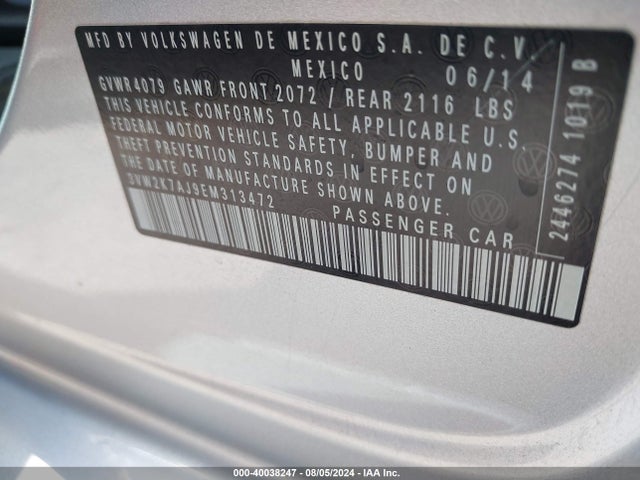 3VW2K7AJ9EM313472 Volkswagen Jetta 2.0l S