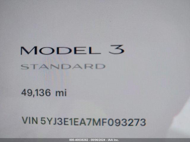 5YJ3E1EA7MF093273 Tesla Model 3 Standard Range Plus Rear-wheel Drive