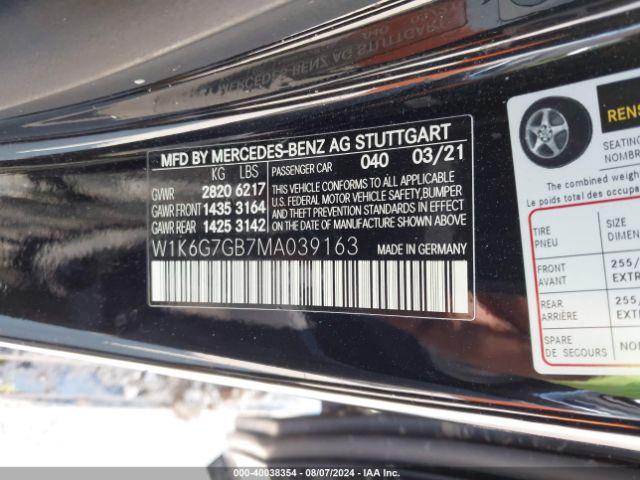 2021 MERCEDES-BENZ S 580 W1K6G7GB7MA039163 Photo 8