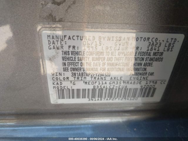 3N1AB7AP2FY294120 Nissan SENTRA S