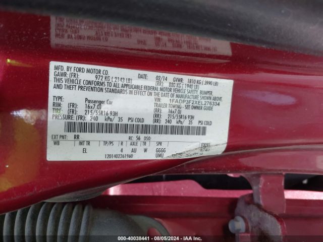 1FADP3F2XEL276334 Ford FOCUS SE