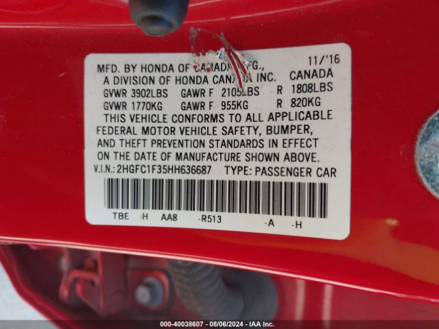 2HGFC1F35HH636687 Honda Civic Ex-t