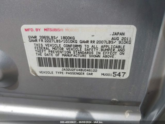 2011 MITSUBISHI LANCER JA32U2FU4BU046122 Photo 8