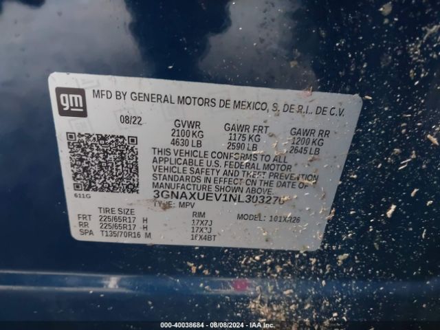 2022 CHEVROLET EQUINOX 3GNAXUEV1NL303270 Photo 8