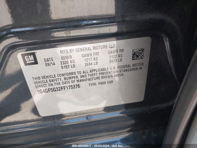 1G4GF5G32FF175376 Buick Lacrosse Premium Ii