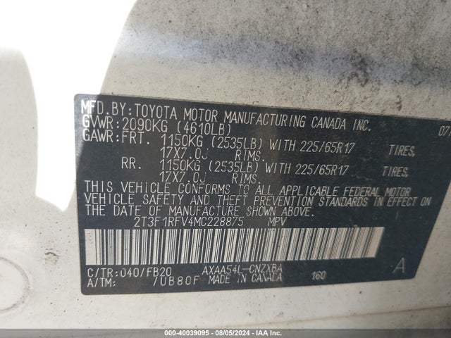 Toyota RAV4 LE 2021 2T3F1RFV4MC228875 Image 9