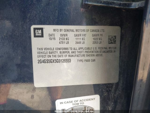 2G4GS5GX5G9126553 Buick Regal Turbo Premium Ii