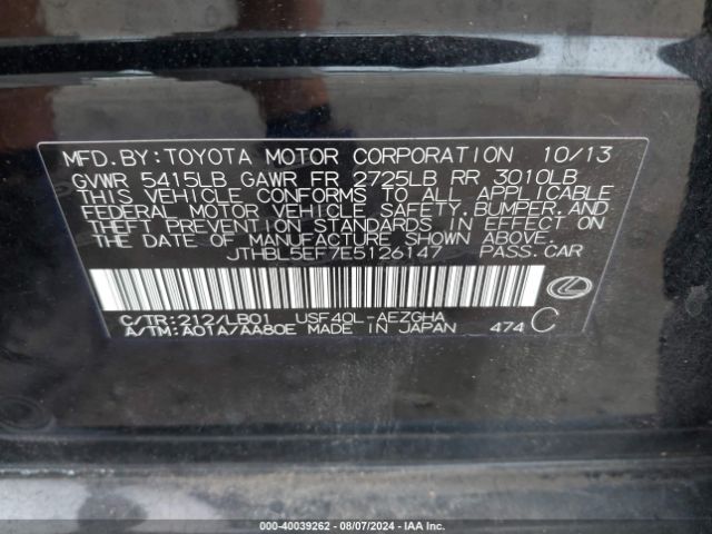 JTHBL5EF7E5126147 Lexus LS 460