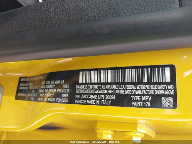 ZACCJBAB1JPH26094 Jeep Renegade Upland Edition 4x4