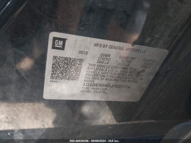 1G1BE5SM5J7227774 Chevrolet Cruze Lt Auto