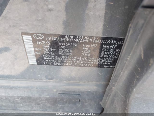 Hyundai Santa Fe Xrt 2022 5NMS6DAJ1NH424395 Image 9