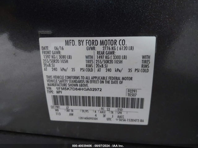 Ford EXPLORER XLT 2017 1FM5K7D84HGA02972 Image 9