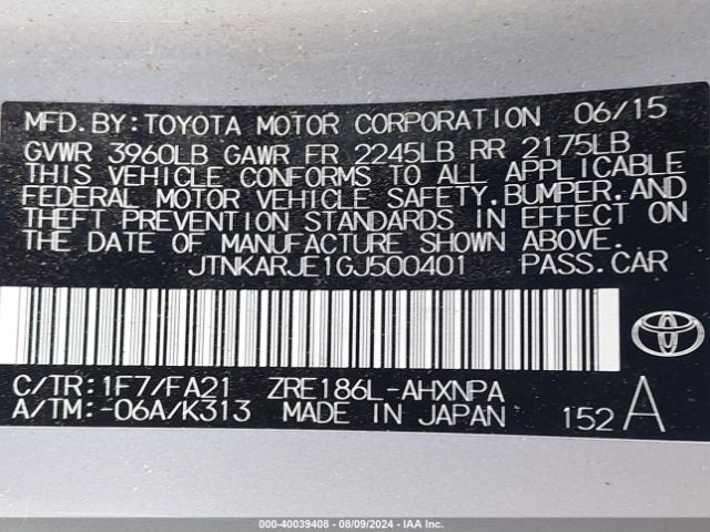 JTNKARJE1GJ500401 Scion IM