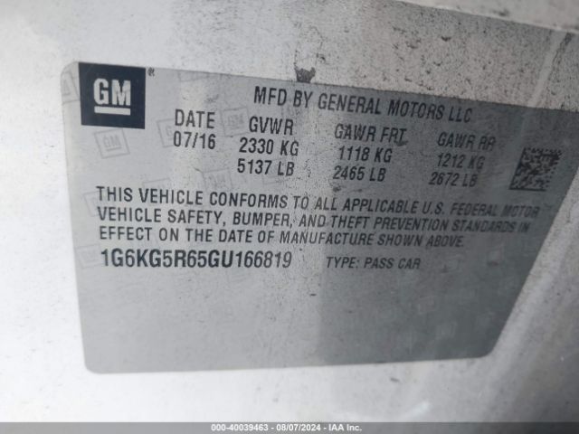 1G6KG5R65GU166819 Cadillac Ct6 Twin Turbo Premium Luxury