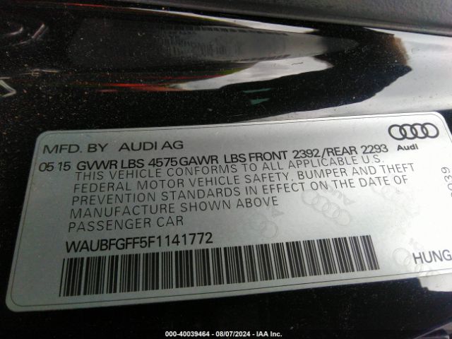 WAUBFGFF5F1141772 Audi A3 2.0t Premium