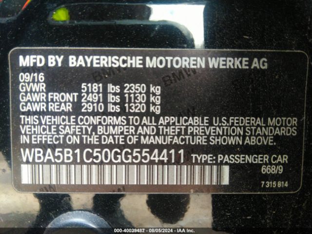 WBA5B1C50GG554411 BMW 535i