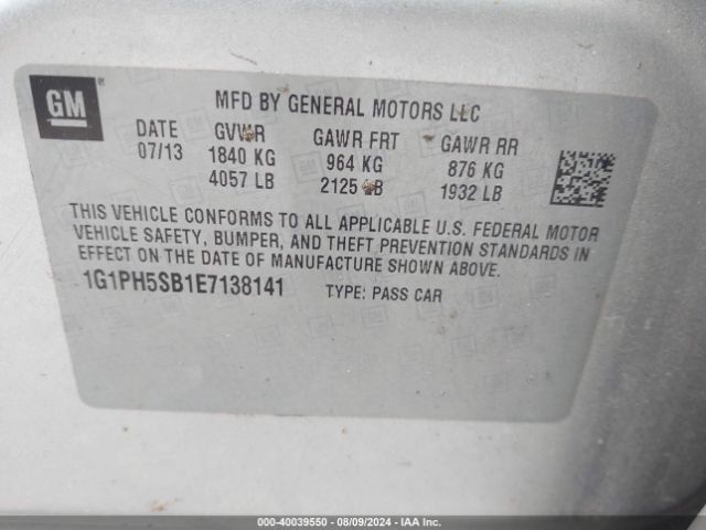 1G1PH5SB1E7138141 Chevrolet Cruze Eco Auto