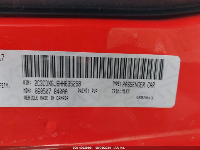 2C3CDXGJ6HH635258 Dodge Charger Daytona 392 Rwd