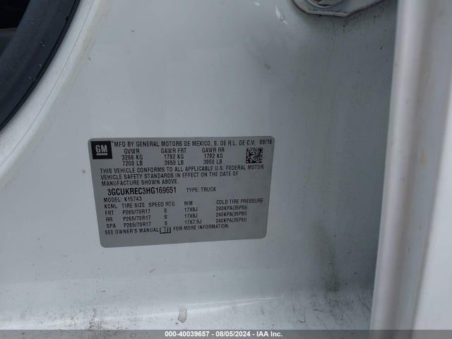 Chevrolet Silverado 1500 1lt 2017 3GCUKREC3HG169651 Image 9