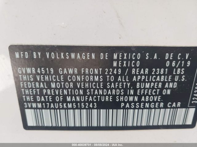 3VWM17AU5KM515243 Volkswagen Golf Alltrack Tsi S/tsi Se/tsi Sel