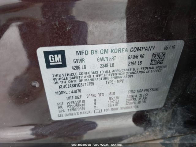 Buick Encore 2016 KL4CJASB1GB713755 Image 9