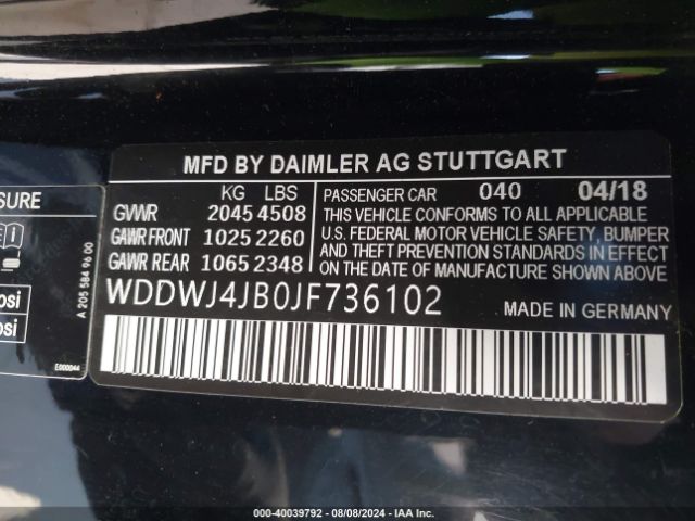 WDDWJ4JB0JF736102 Mercedes-Benz C 300